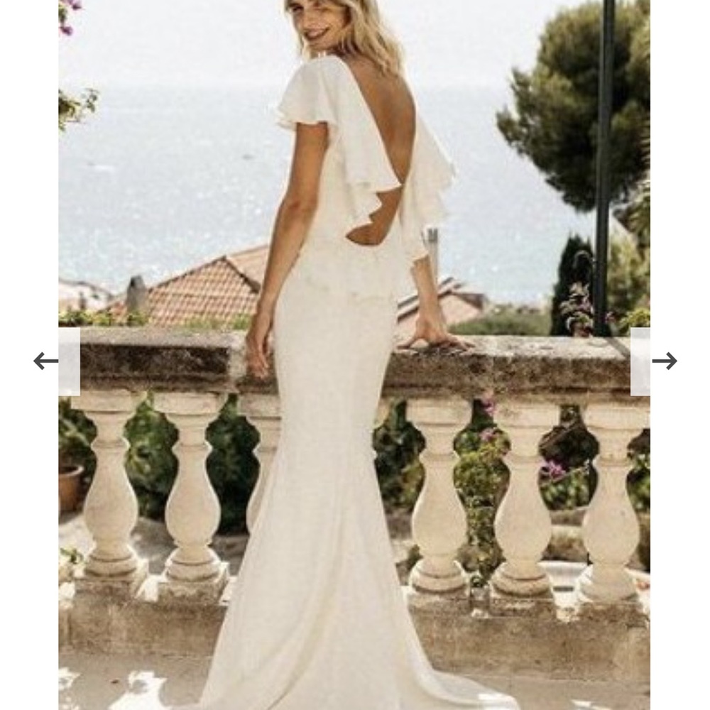 Chic Ivory Backless Dress with Ruffle Details- Luna Bea Flo